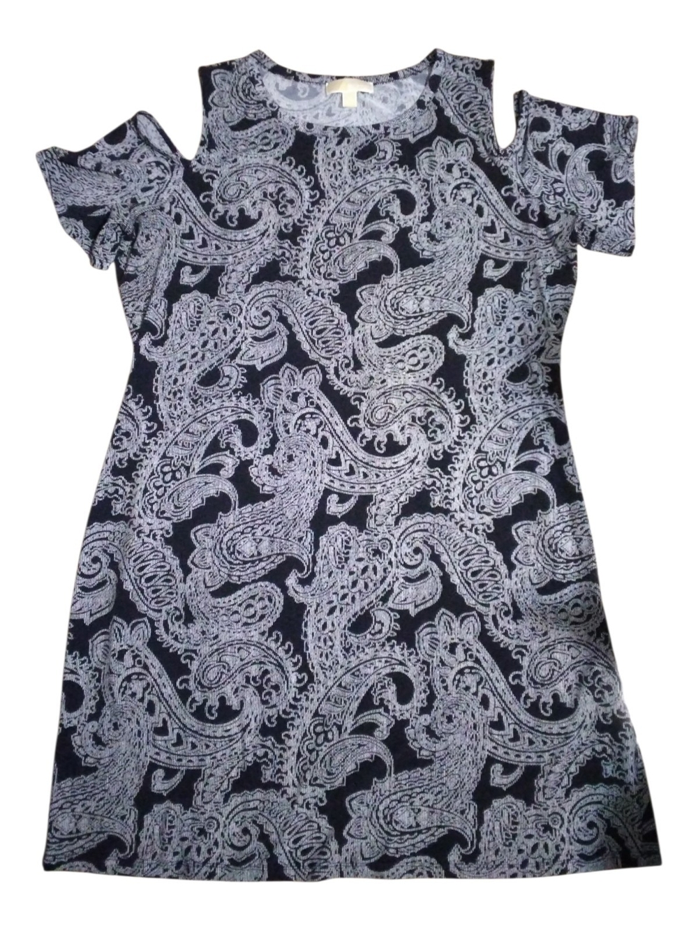 MICHAEL Michael Kors Black and White Paisley Cold-Shoulder Dress Size 2X